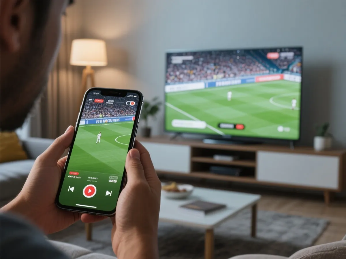 手机投屏到电视观看比赛示意图